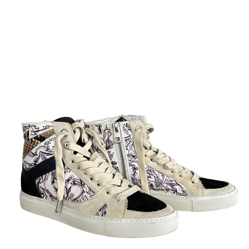 Zadig & Voltaire High Top Sneakers Leather & Snake Streetwear Y2K Grunge